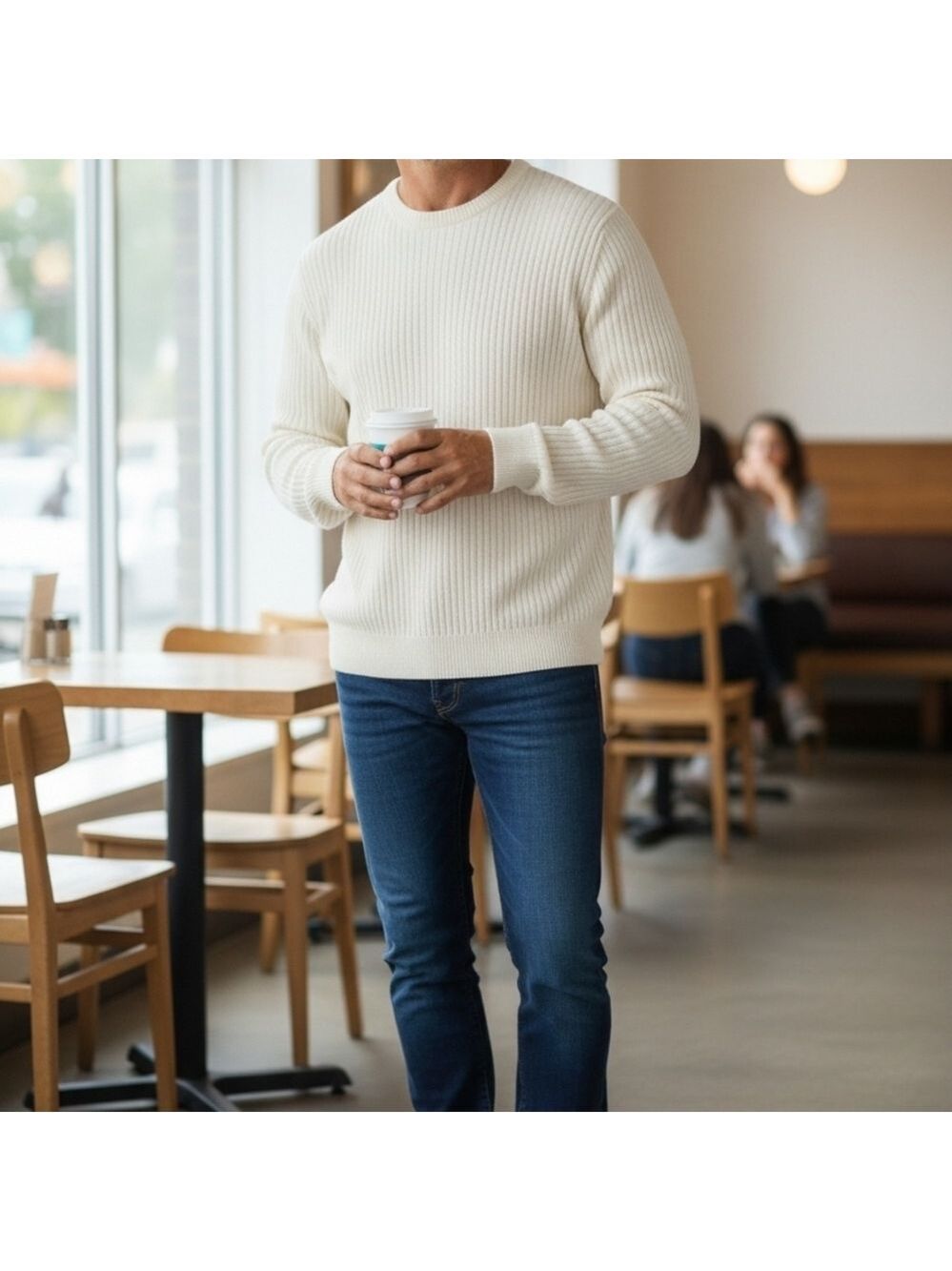 Forever 21 Men's Cream Knit Sweater